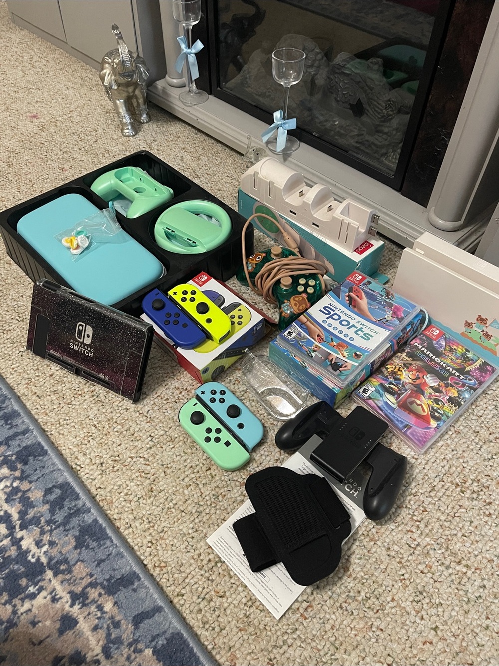 Nintendo Switch Bundle with Mint Green and Neon Yellow Joy‑Con Controllers